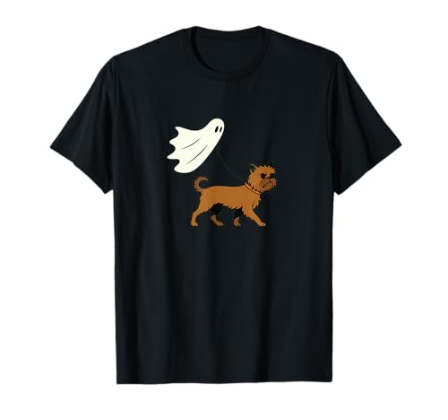Flying Ghost Walking Brussels Griffon – Hund Mama Papa Haustier T-Shirt von Scary Halloween Spooky Apparel for Men Women by RJ