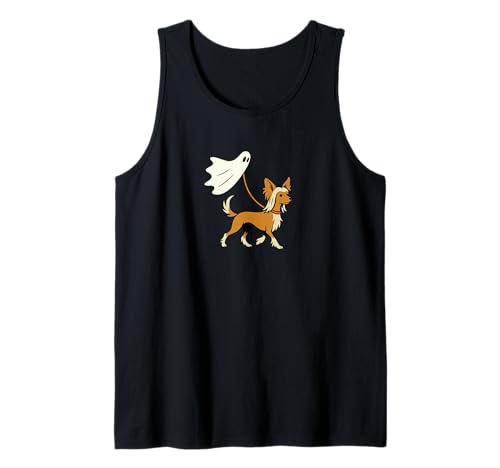 Flying Ghost Walking Chinese Crested – Hund Mama Papa Haustier Tank Top von Scary Halloween Spooky Apparel for Men Women by RJ