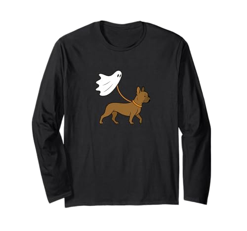 Flying Ghost Walking Französische Bulldogge – Hund Mama Papa Haustier Langarmshirt von Scary Halloween Spooky Apparel for Men Women by RJ