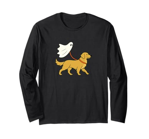 Flying Ghost Walking Golden Retriever – Hund Mama Papa Haustier Langarmshirt von Scary Halloween Spooky Apparel for Men Women by RJ