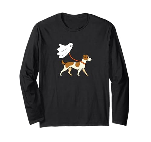 Flying Ghost Walking Jack Russel Terrier – Hund Mama Papa Haustier Langarmshirt von Scary Halloween Spooky Apparel for Men Women by RJ