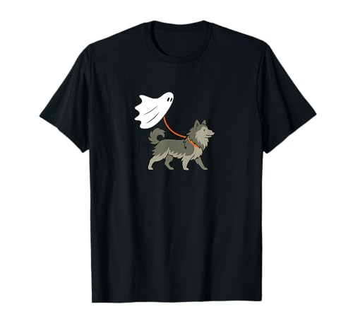 Flying Ghost Walking Keeshond – Hund Mama Papa Haustier T-Shirt von Scary Halloween Spooky Apparel for Men Women by RJ