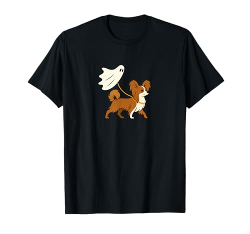 Flying Ghost Walking Papillon – Hund Mama Papa Haustier T-Shirt von Scary Halloween Spooky Apparel for Men Women by RJ
