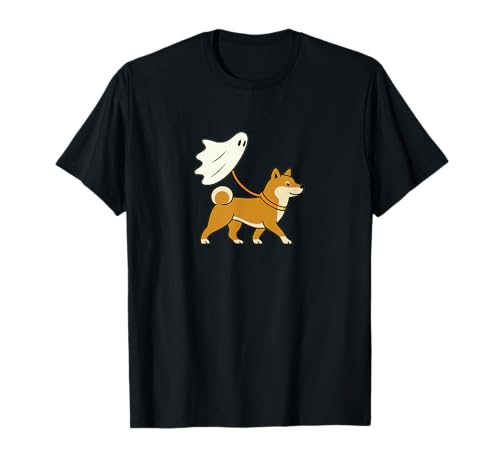 Flying Ghost Walking Shiba Inu – Hund Mama Papa Haustier T-Shirt von Scary Halloween Spooky Apparel for Men Women by RJ