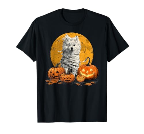 Besitzer eines gruseligen Halloween-Hundes der amerikanischen Eskimo-Mama T-Shirt von Scary Pumpkin Funny American Eskimo Dog Halloween