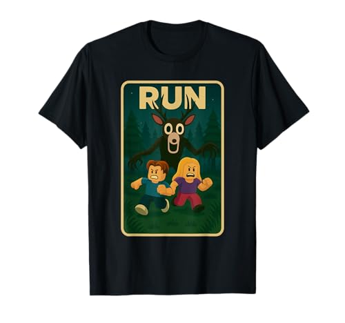 Run - 99 Nights Halloween-Gamer-Meme „Hirsch im Wald“ für Kinder T-Shirt von Scary Survival Gaming Gear & Youth Tees