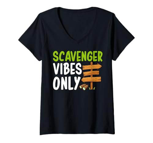 Damen Nur Abenteuerspaß bei Scavenger Vibes T-Shirt mit V-Ausschnitt Damen Nur Abenteuerspaß bei Scavenger Vibes T-Shirt mit V-Ausschnitt von Scavenger Vibes Only Adventure Fun Tee