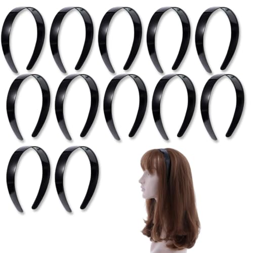 Scenik 【12 Stück Stilvolle Schwarze Haarbänder für Frauen】Doppellagige Twist Zopf Haarbänder Mädchen Schule Zubehör Elastische Stirnbänder Mode Haar Kollektion von Scenik
