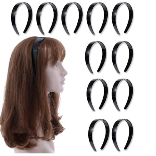 Scenik 【12 Stück schwarze Kunststoff-Haarbänder für Frauen】 Stilvolle Haar-Accessoires, tägliche Verwendung, Haarbänder, doppellagige Drehung, Schulmädchen-Haarband-Kollektion von Scenik