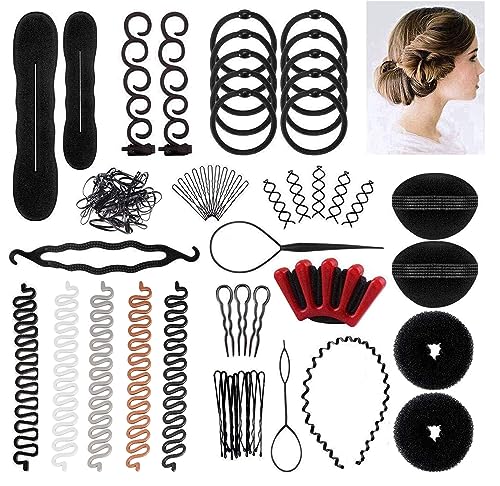 Scettar 60Pcs Haare Frisuren Hilfe Set, Haar Accessoires Styling Werkzeug Kit, Haar Styling Hilfsmittel Set für Mädchen langes Locken Haar DIY Styling Haar Zubehör von Scettar