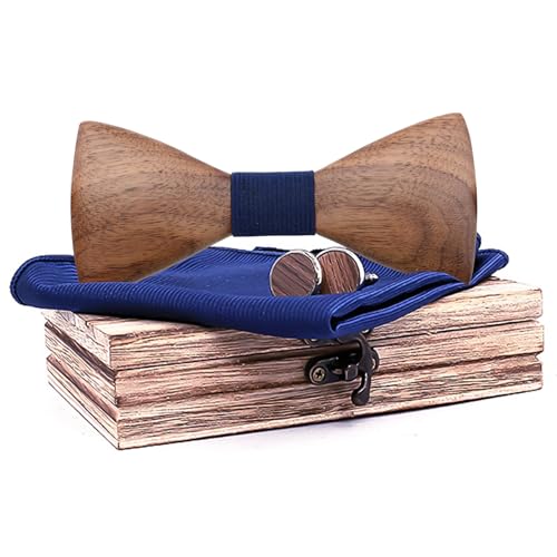 Scettar Herren Holzfliege Set,Walnussholz Fliege mit Manschettenknöpfe Holzfliege,Einstecktuch Herren Fliegen für Hochzeit, Aufführungen,Abschlussball und Geschenke Blau Scettar Herren Holzfliege Set,Walnussholz Fliege mit Manschettenknöpfe Holzfliege,Einstecktuch Herren Fliegen für Hochzeit, Aufführungen,Abschlussball und Geschenke Blau von Scettar