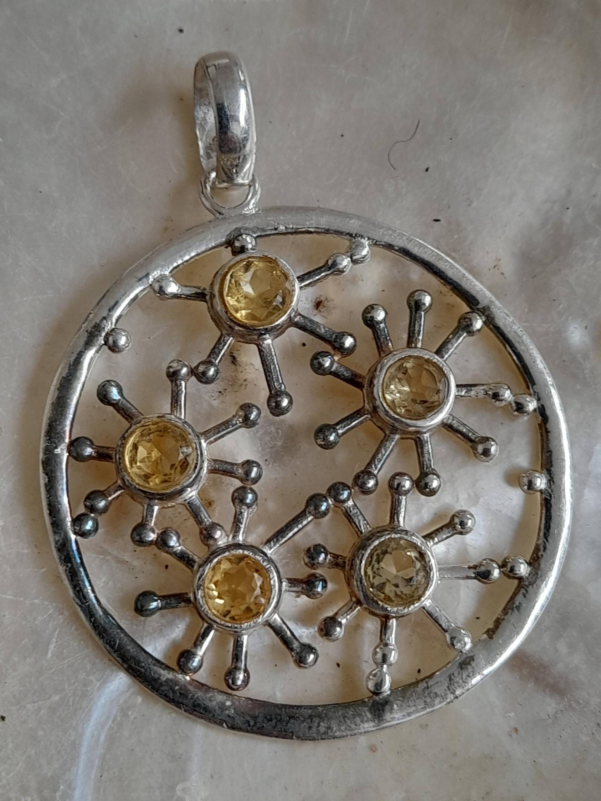 Anhänger 925 Er Sterling Silber Mit Citrin Sternenhimmel von Schabanag