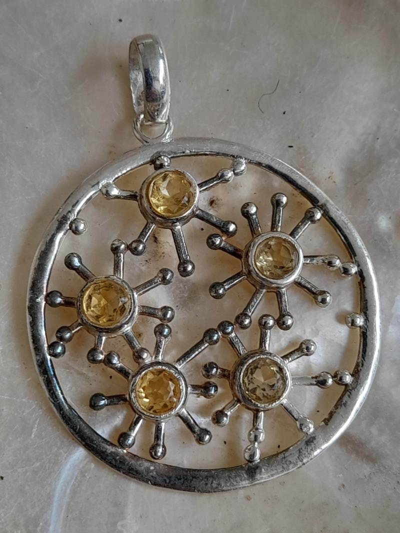 Anhänger 925 Er Sterling Silber Mit Citrin Sternenhimmel von Schabanag