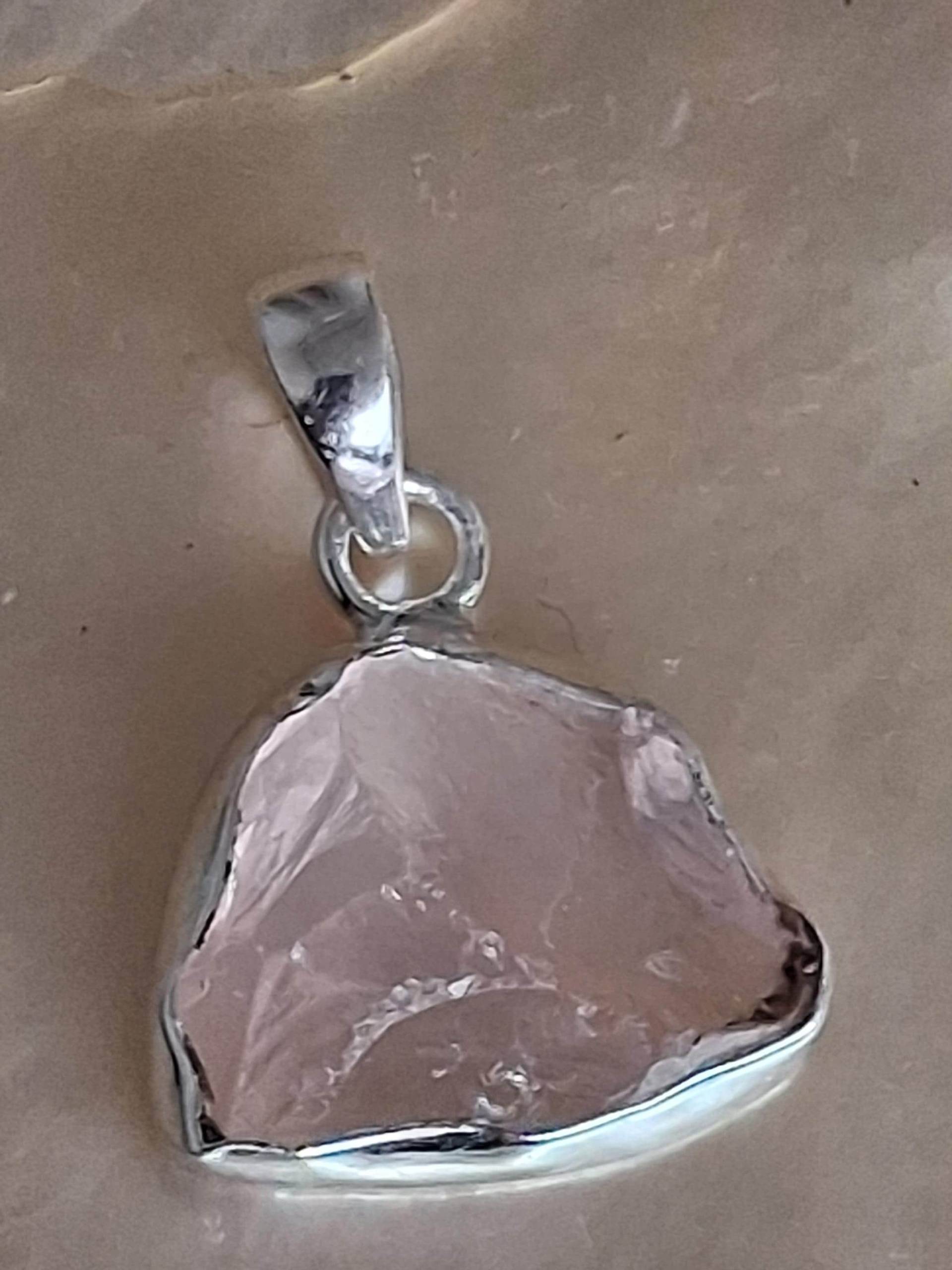 Anhänger 925 Er Sterling Silber Rosenquarz Rohstein Ungeschliffen von Schabanag
