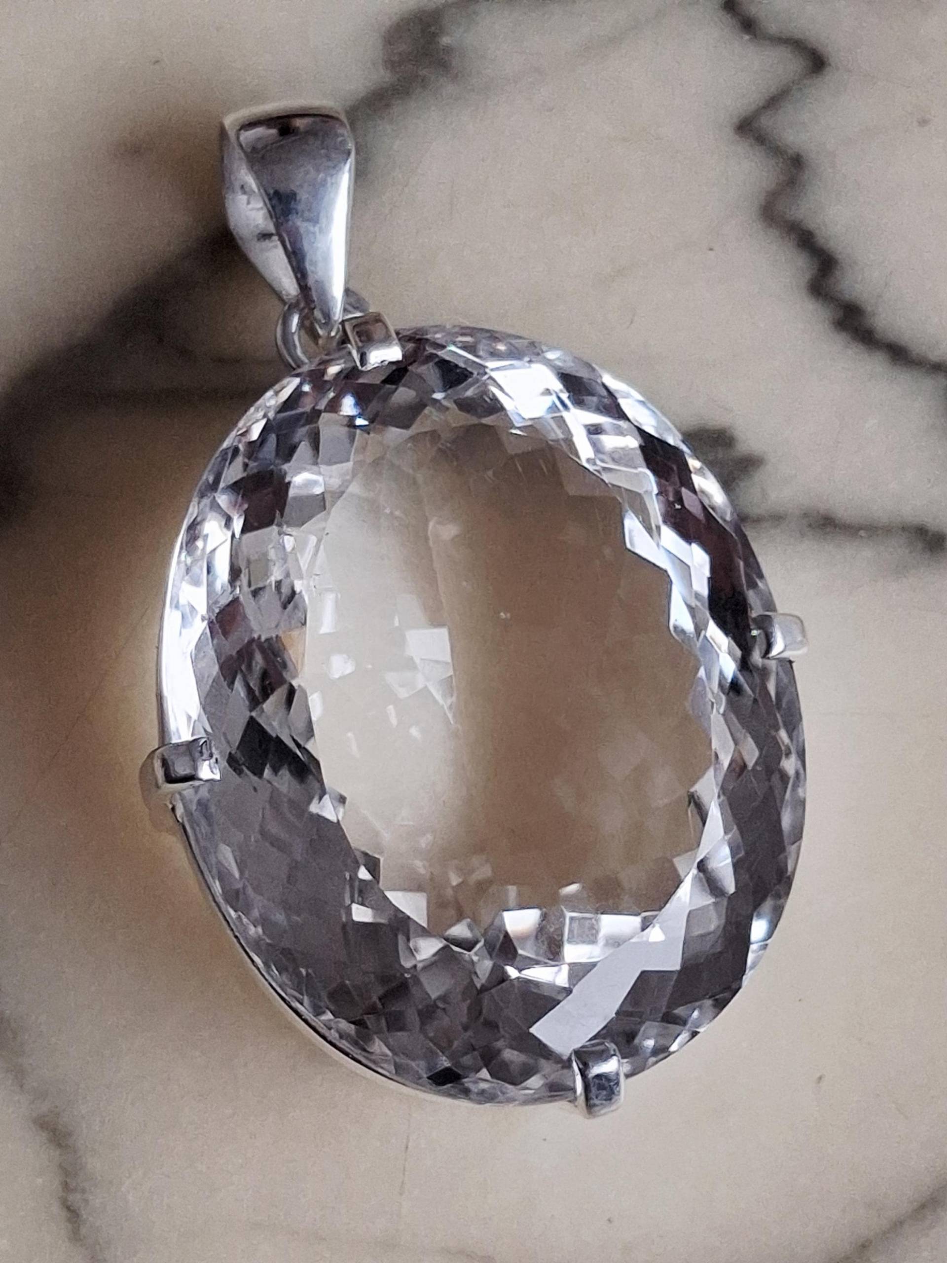 Anhänger Kette Silber Bergkristall Facettiert von Schabanag