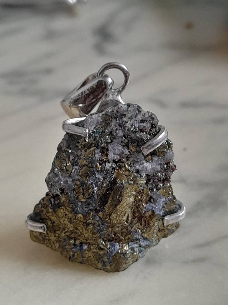 Anhänger Pyrit Rohstein in 925 Er Sterling Gefaßt von Schabanag