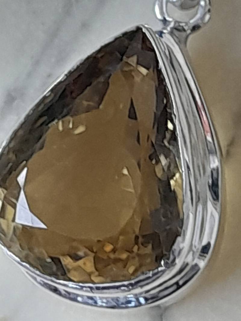 Anhänger Sterling Silber Mit Geschliffenem Citrin Stein von Schabanag