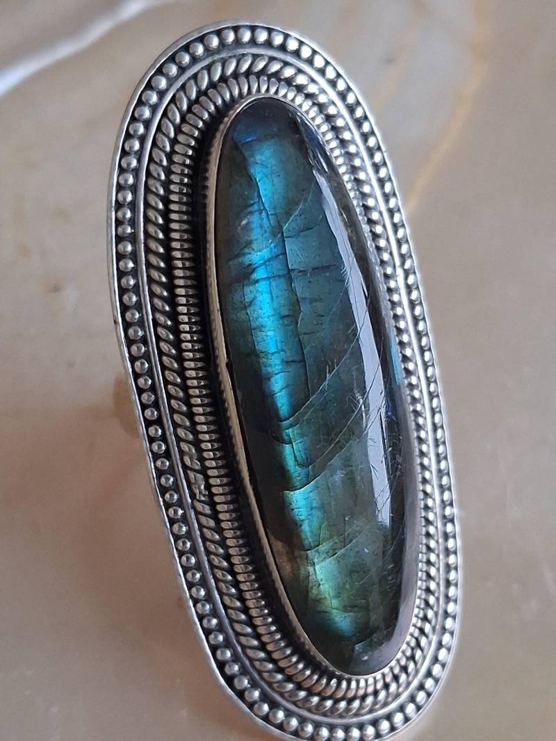 Ausgefallener Ring 925 Er Sterling Silber Labradorit Gr. 54 von Schabanag