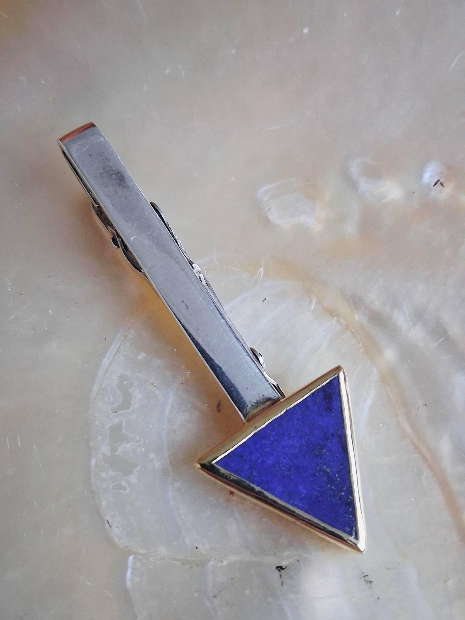 Brosche, Anstecknadel, Krawattennadel 925 Er Sterling Silber Mit Einem Lapis Lazuli von Schabanag