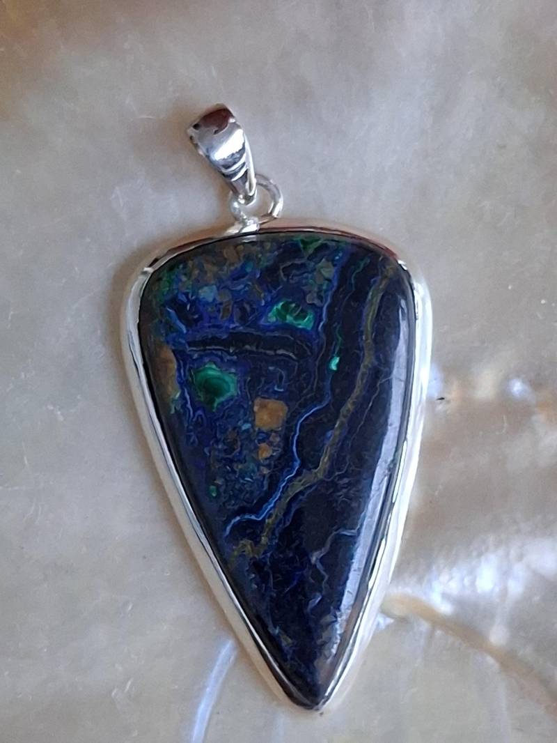 Fluorit Anhänger, Kettenanhänger, Sterling Silber 925Er, Edelstein, Stein von Schabanag