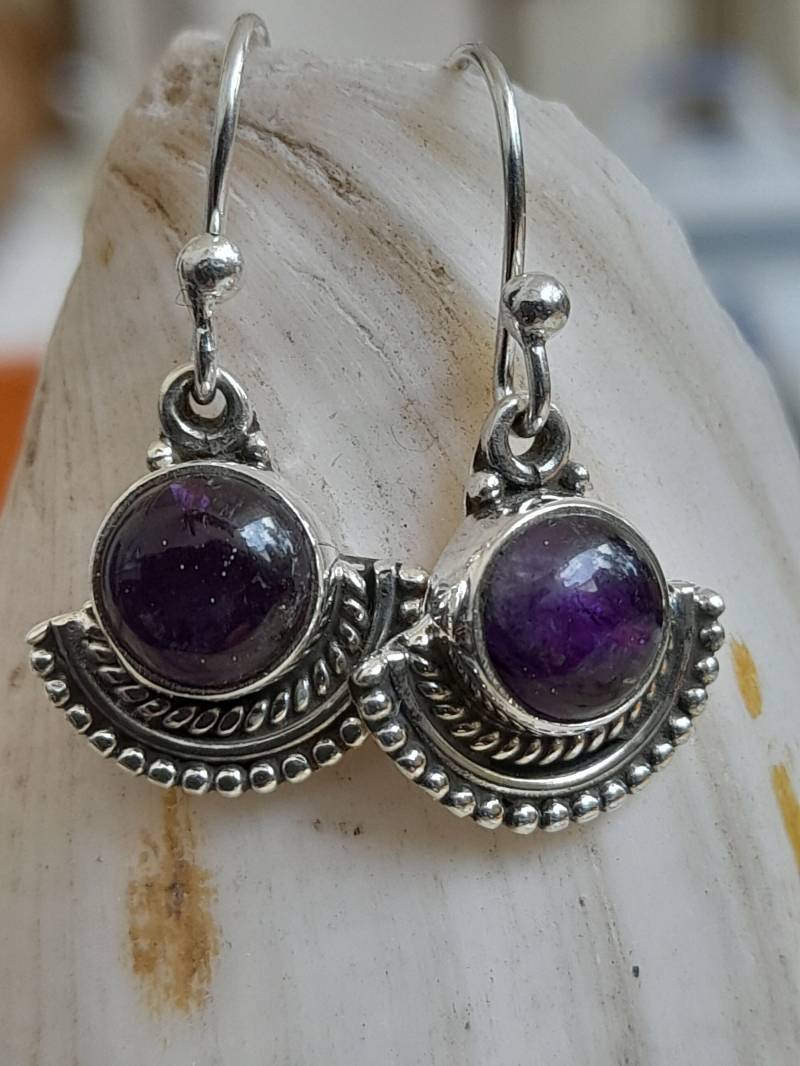 Hängeohrringe Ohrringe Ohrhänger Silber Amethyst von Schabanag