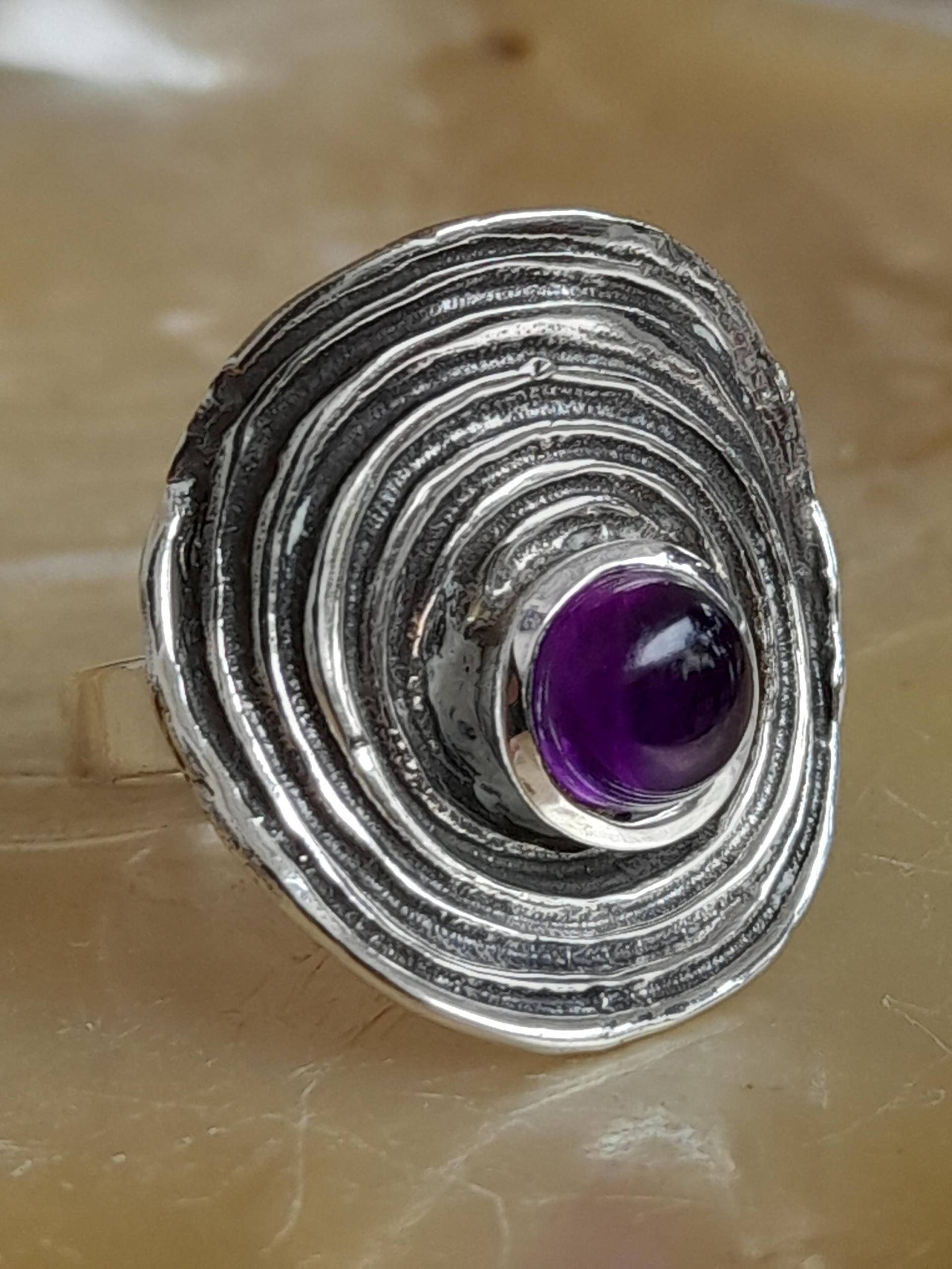 Interessanter Ring 925 Er Sterling Silber Mit Amethyst Größe 56 von Schabanag