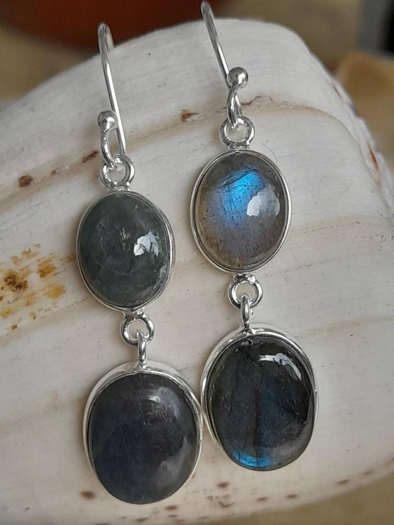 Ohrringe - Ohrhänger 925 Er Sterling Silber Labradorith von Schabanag