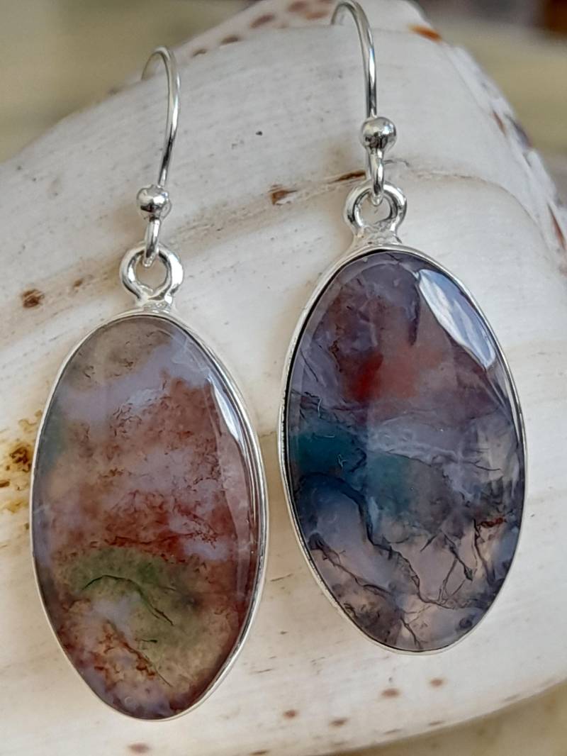 Ohrringe Ohrhänger 925 Er Sterling Silber Mit Achat Scheiben von Schabanag