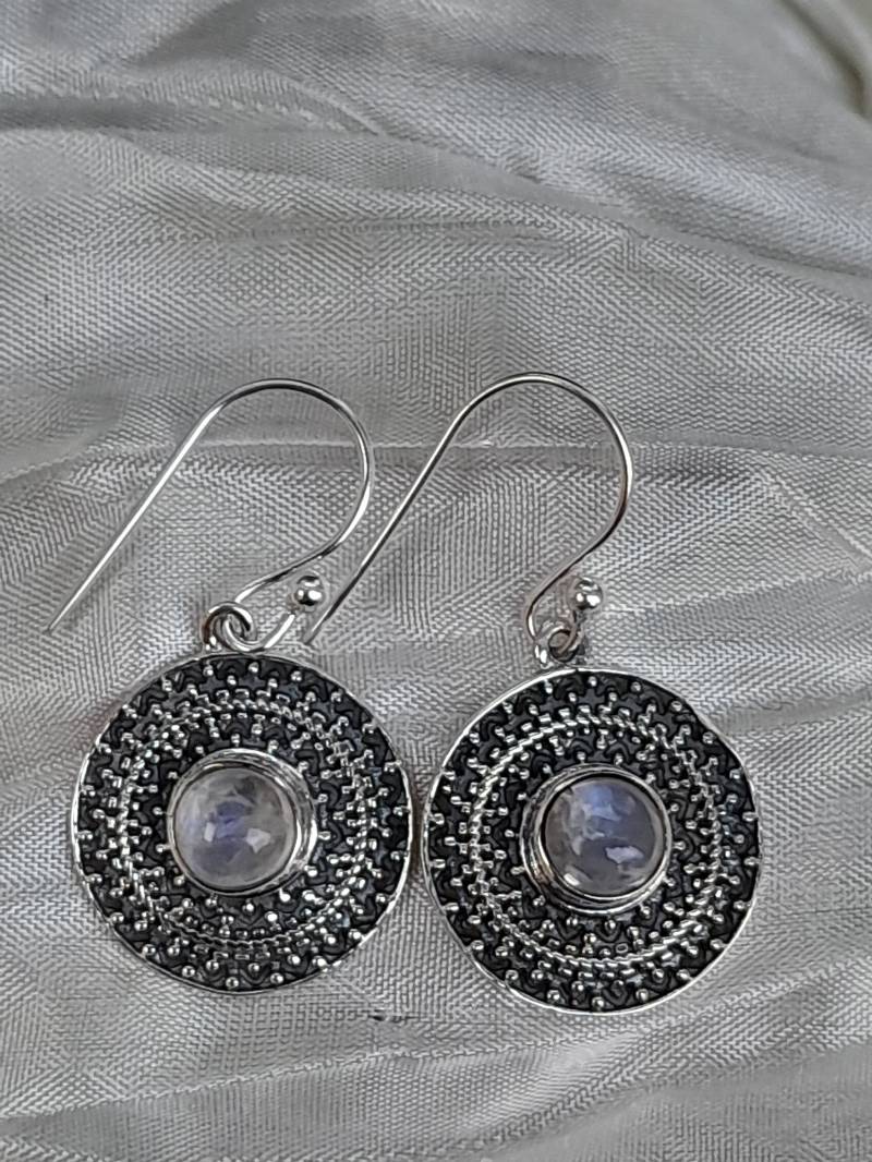 Ohrringe Ohrhänger Hängeohrringe Silber Mondstein von Schabanag