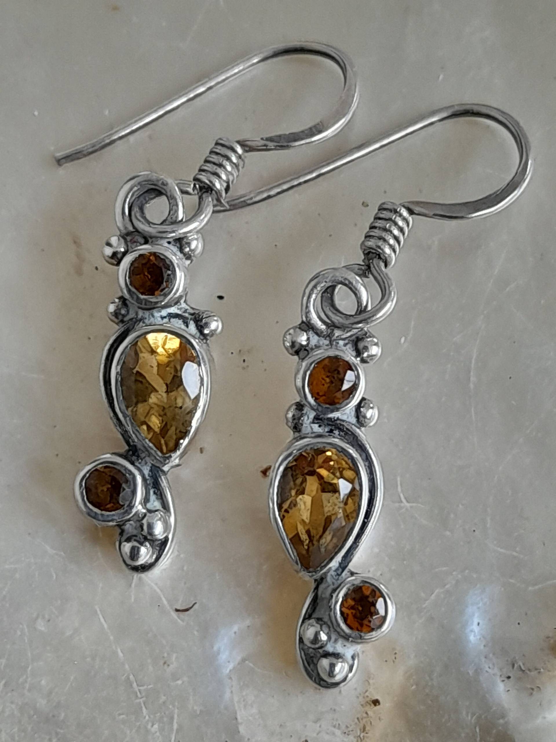 Ohrringe Ohrhänger Silber Citrin von Schabanag
