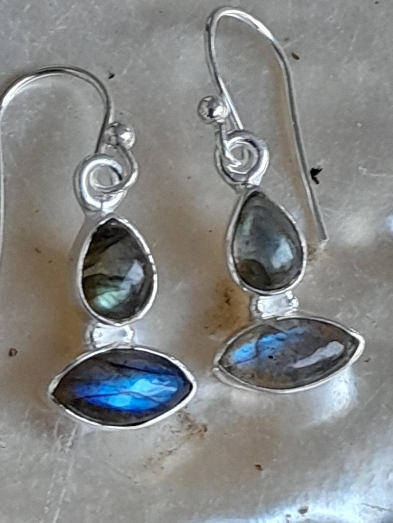 Ohrringe - Ohrhänger Sterling Silber Labradorit von Schabanag