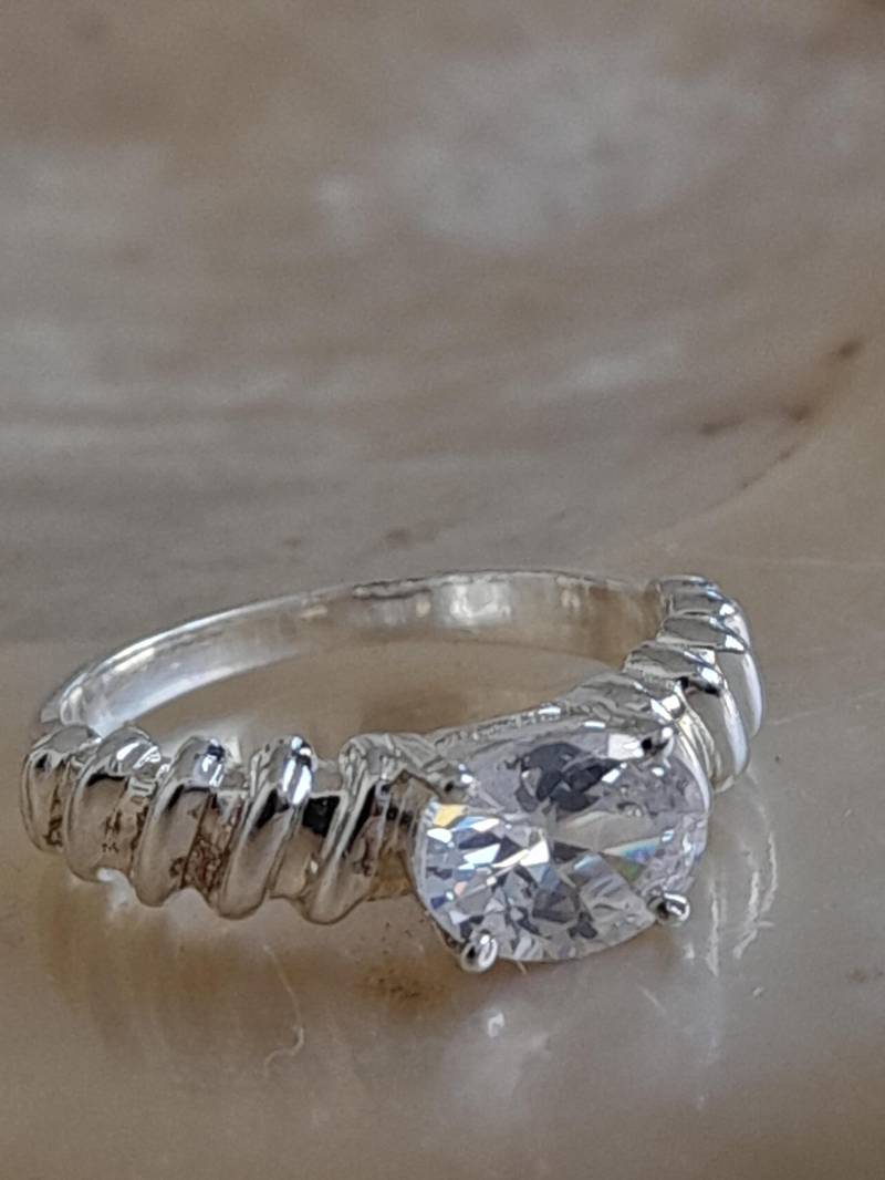 Ring 925 Er Sterling Silber Mit Bergkristall Größe 54 von Schabanag