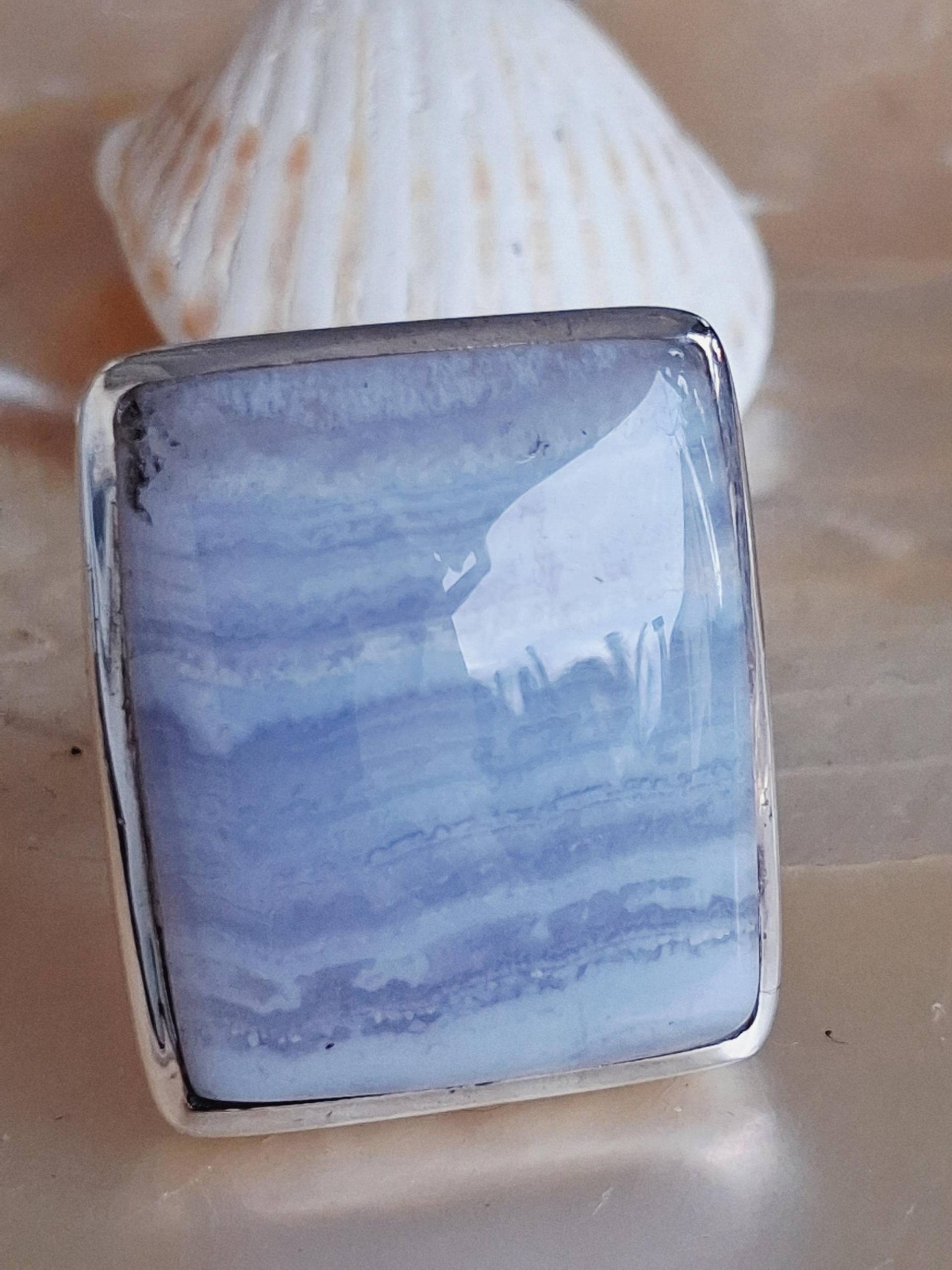 Ring 925 Er Sterling Silber Mit Calzedon Größe 59 Verstellbar von Schabanag