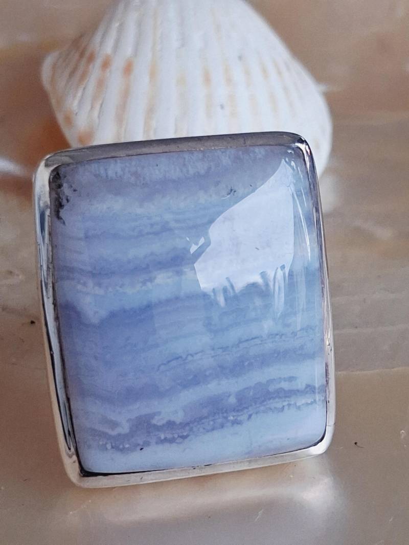 Ring 925 Er Sterling Silber Mit Calzedon Größe 59 Verstellbar von Schabanag