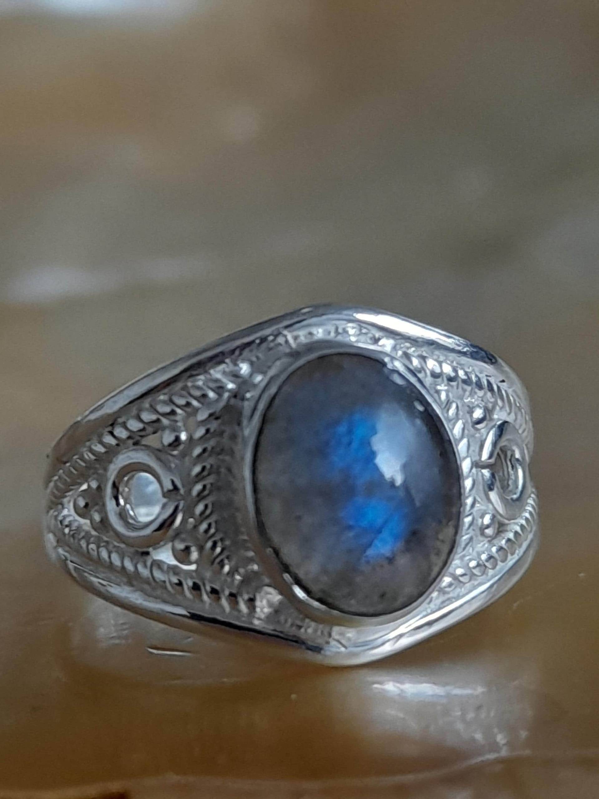 Ring 925 Er Sterling Silber Mit Labradorit Stein Größe 52 von Schabanag