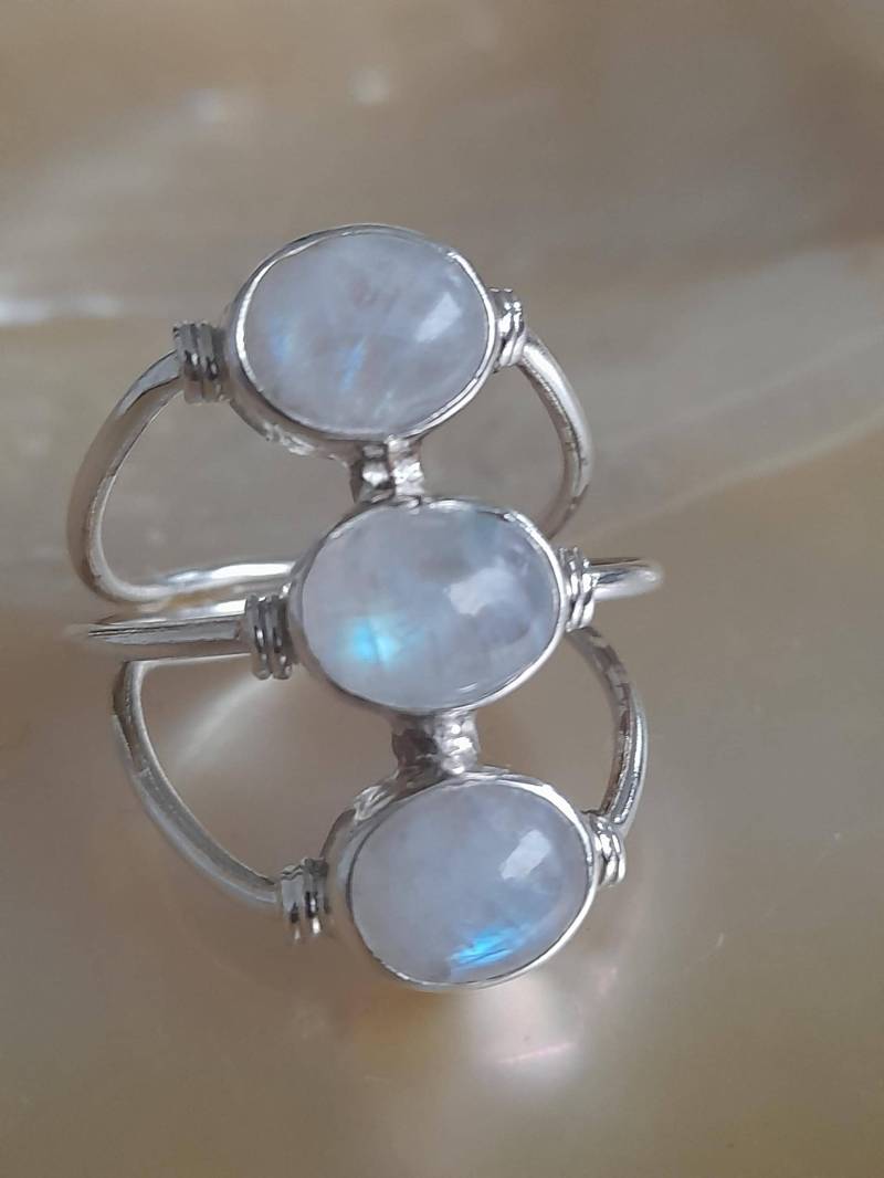 Ring 925 Er Sterling Silber Mit Mondstein Größe 57 von Schabanag