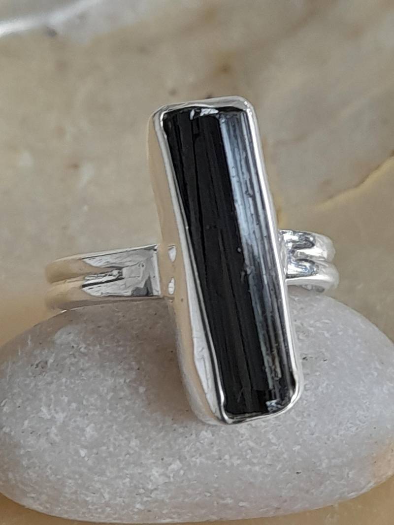Ring Silber Onyx Rohstein Größe 60 von Schabanag