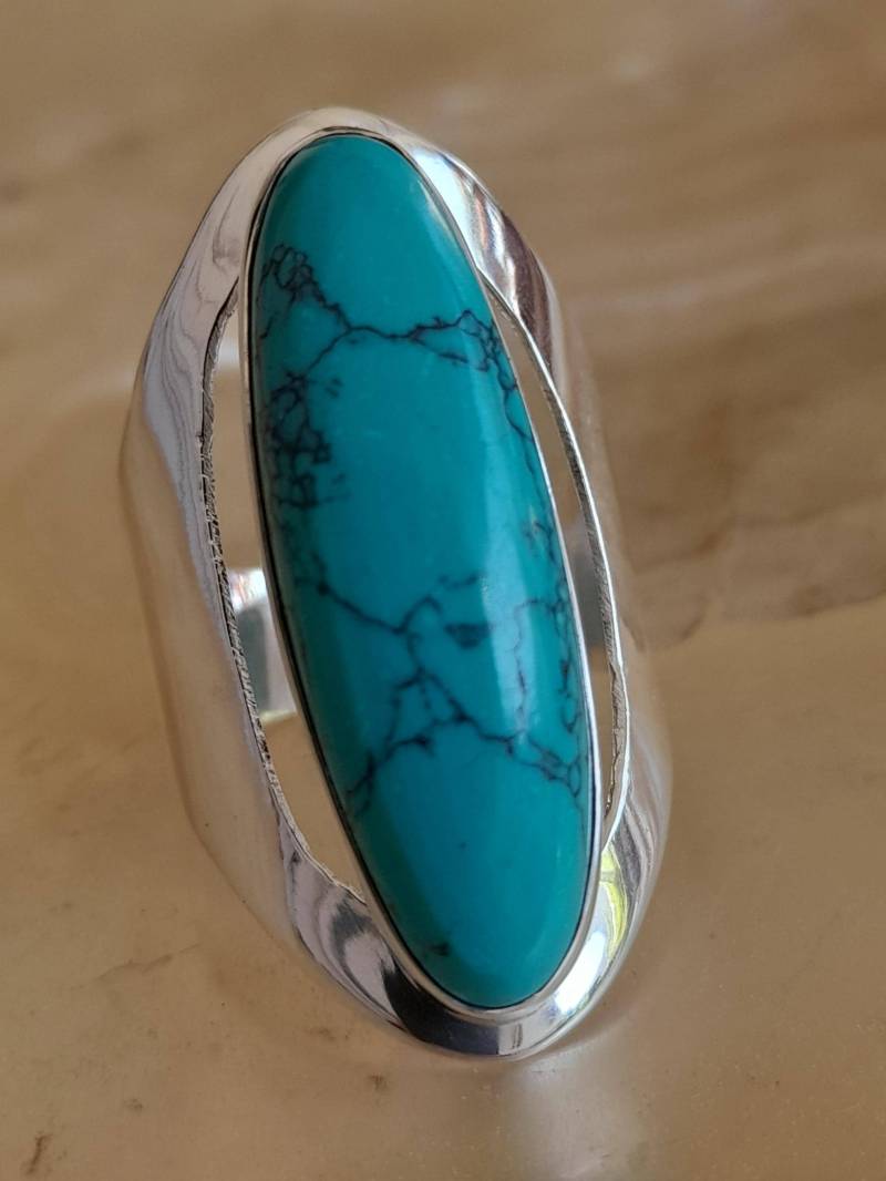 Silberring Mit Türkisstein Gr. 56 von Schabanag