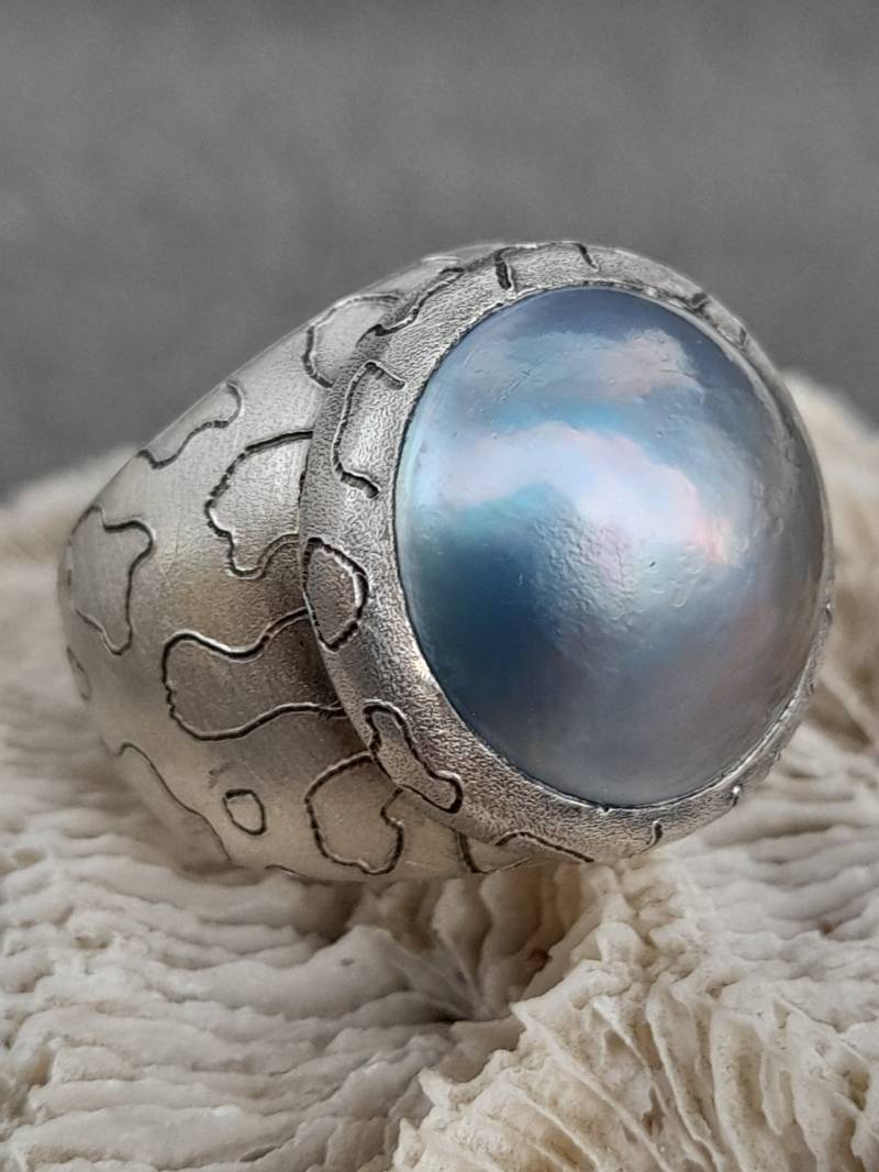 Silberrring Mit Einer Großen Thaiti Perle von Schabanag