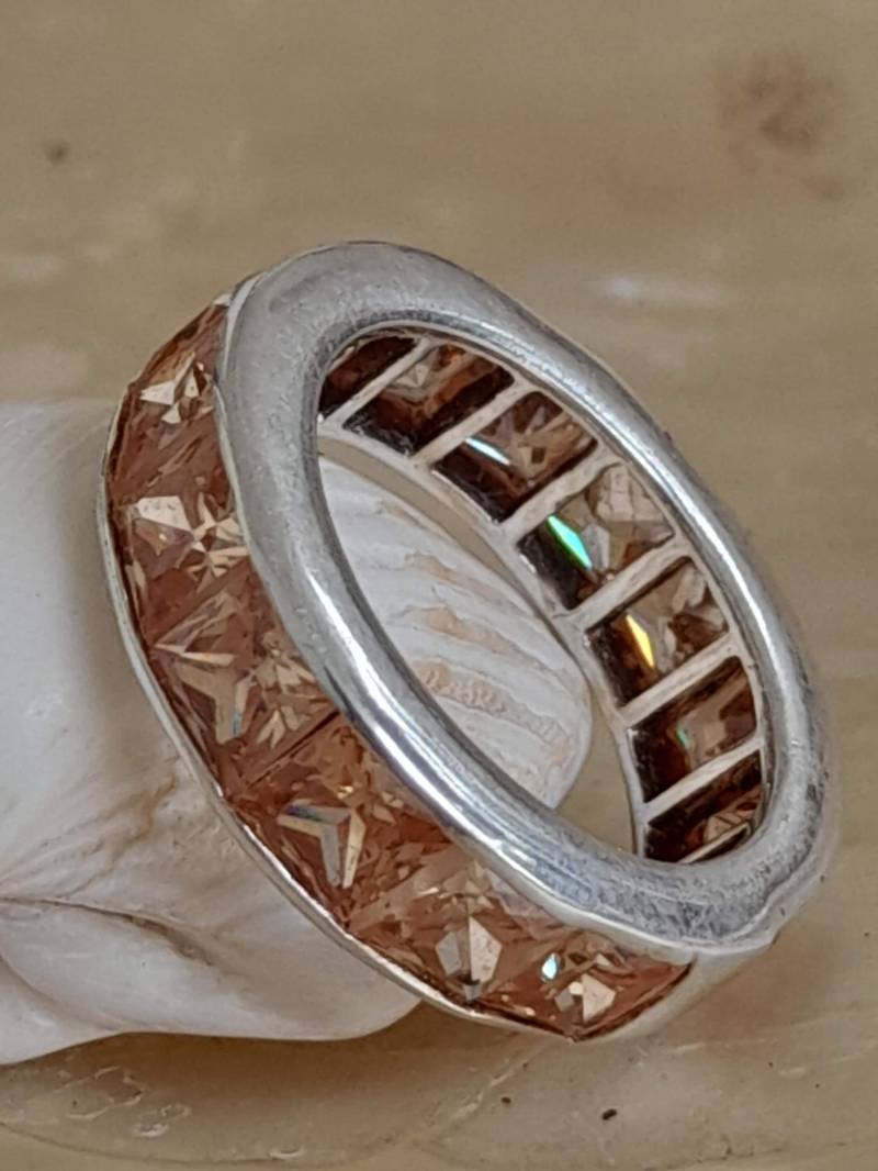 Stapelring 925 Er Sterling Silber Mit Geschliffenen Zitrinen Gr. 56 von Schabanag