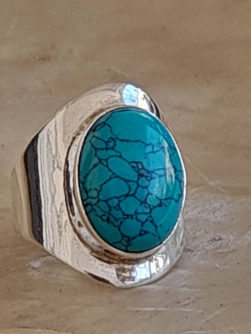 Türkisschmuck Silberring Mit Türkisstein Größe 57 von Schabanag