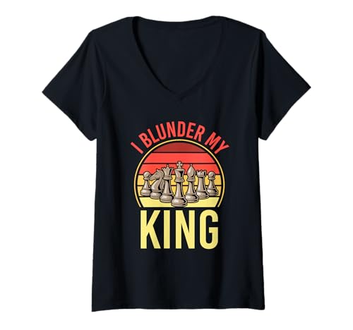 Damen Lustiges Schach König Männer Frauen Schachspieler Turnier T-Shirt mit V-Ausschnitt von Schach Apparel
