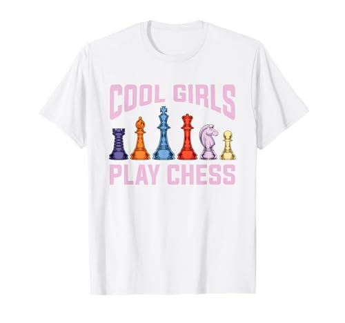 Farbenfrohe Schachfiguren Schachspieler Mädchen Schach T-Shirt von Schach Geschenke