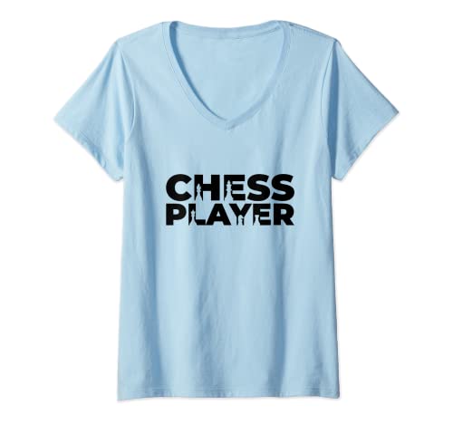 Damen Schachspieler Schach Fan Schachsport T-Shirt mit V-Ausschnitt von Schach Geschenkideen für Schach Fan