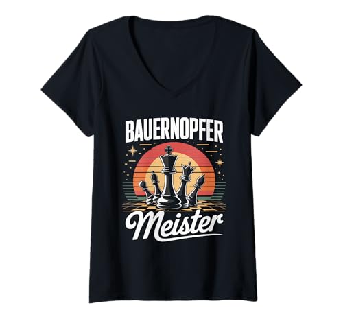 Damen Bauernopfer Meister Schachspieler T-Shirt mit V-Ausschnitt Damen Bauernopfer Meister Schachspieler T-Shirt mit V-Ausschnitt von Schach Strategie Bauernopfer Spiel