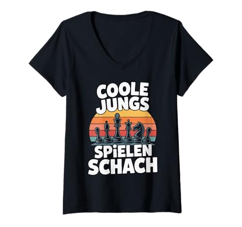 Damen Coole Jungs Spielen Schach Lustiges Retro T-Shirt mit V-Ausschnitt Damen Coole Jungs Spielen Schach Lustiges Retro T-Shirt mit V-Ausschnitt von Schachspieler Retro Coole Jungs Design