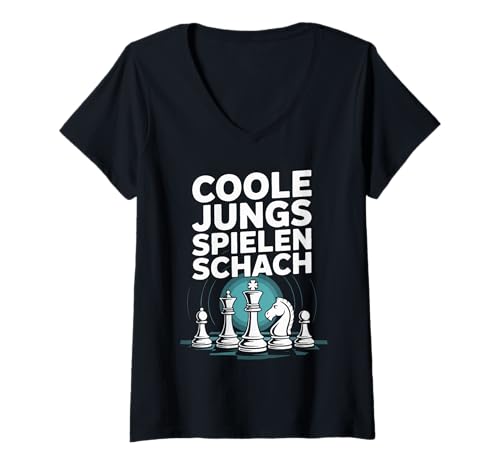 Damen Coole Jungs Spielen Schach Lustiges Retro T-Shirt mit V-Ausschnitt Damen Coole Jungs Spielen Schach Lustiges Retro T-Shirt mit V-Ausschnitt von Schachspieler Retro Coole Jungs Design