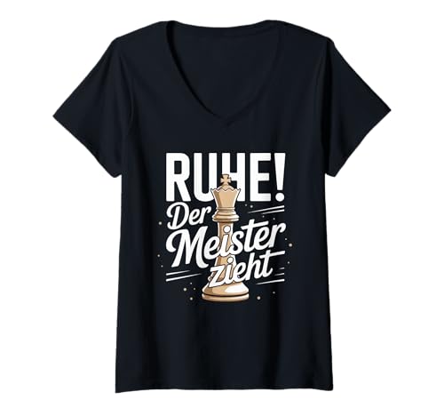 Damen Ruhe Der Meister Zieht Schach T-Shirt mit V-Ausschnitt Damen Ruhe Der Meister Zieht Schach T-Shirt mit V-Ausschnitt von Schachspieler Strategie Retro Stil