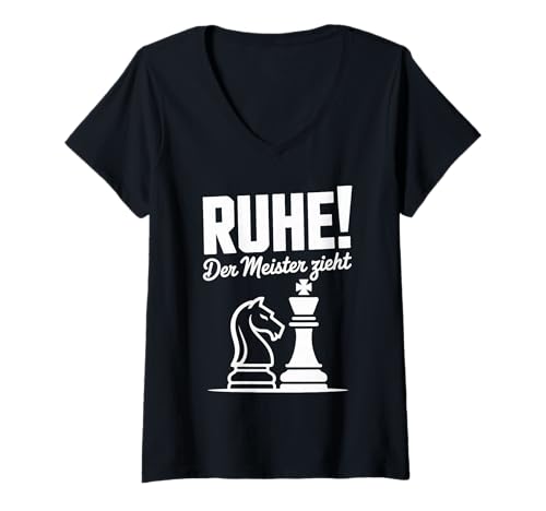Damen Ruhe Der Meister Zieht Schach T-Shirt mit V-Ausschnitt Damen Ruhe Der Meister Zieht Schach T-Shirt mit V-Ausschnitt von Schachspieler Strategie Retro Stil