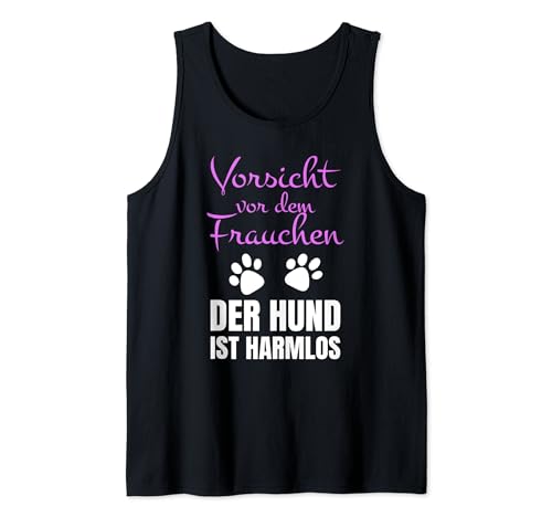 Vorsicht vor dem Frauchen Frauen Spruch Hunde Tank Top von Schäferhund Dackel Labrador Pudel Hundhalter